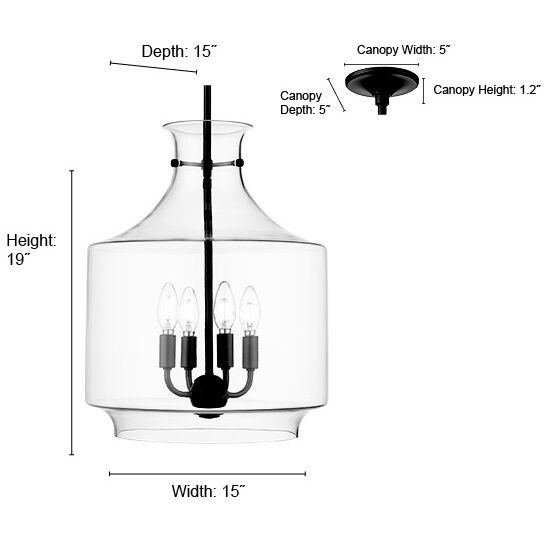 Mahannah 4 Light 15 inch Brushed Nickel Pendant Ceiling Light